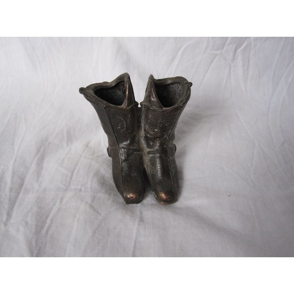 Cute Vintage Brass‎ Copper Cowboy Boots with spurs Paper Weight Western Decor